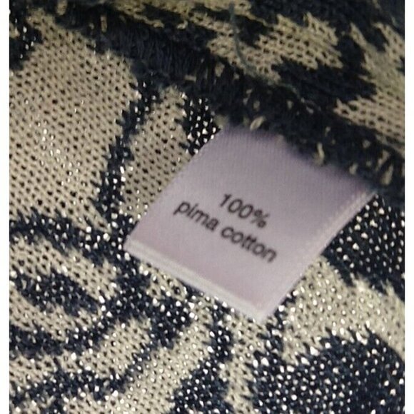 Peruvian Connection Balinese Jacket Size PS NWT Blue White Knit Pima Cotton - Picture 10 of 11